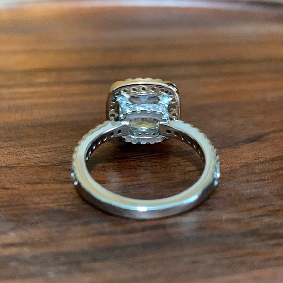 Sterling Silver & Rose Gold Cushion Cut CZ Ring - Picture 3 of 6